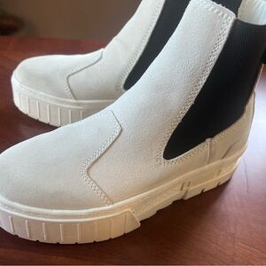 Puma Black and White Platform Chelsea Sneaker Boot Size 7